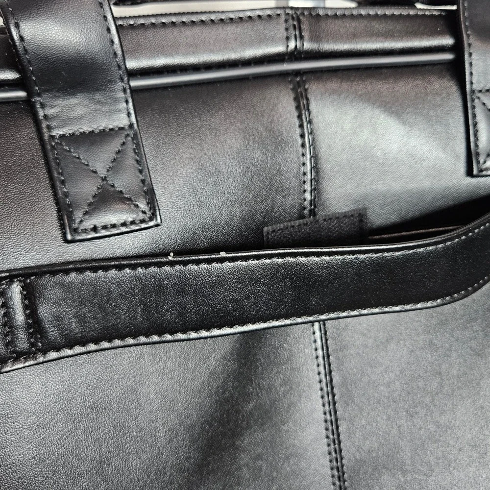 Samsonite Leather Slim Briefcase Laptop Bag Black Business Travel Shoulder NWT